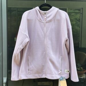 The North Face Sibley Fleece Hoodie Light Purple Textured Zip-Up Jacket, Large